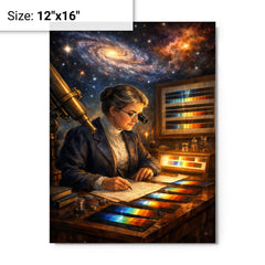 Annie Jump Cannon classifying stellar spectra metal print on a plain backdrop in size 12"x16".