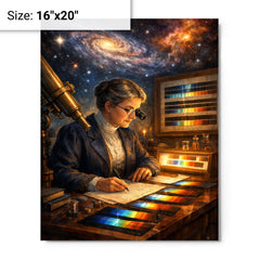 Annie Jump Cannon classifying stellar spectra metal print on a plain backdrop in size 16"x20".