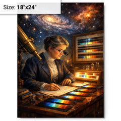 Annie Jump Cannon classifying stellar spectra metal print on a plain backdrop in size 18"x24".
