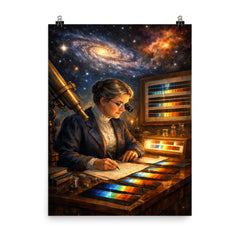 Annie Jump Cannon classifying stellar spectra poster on a plain backdrop in size 8"x10".