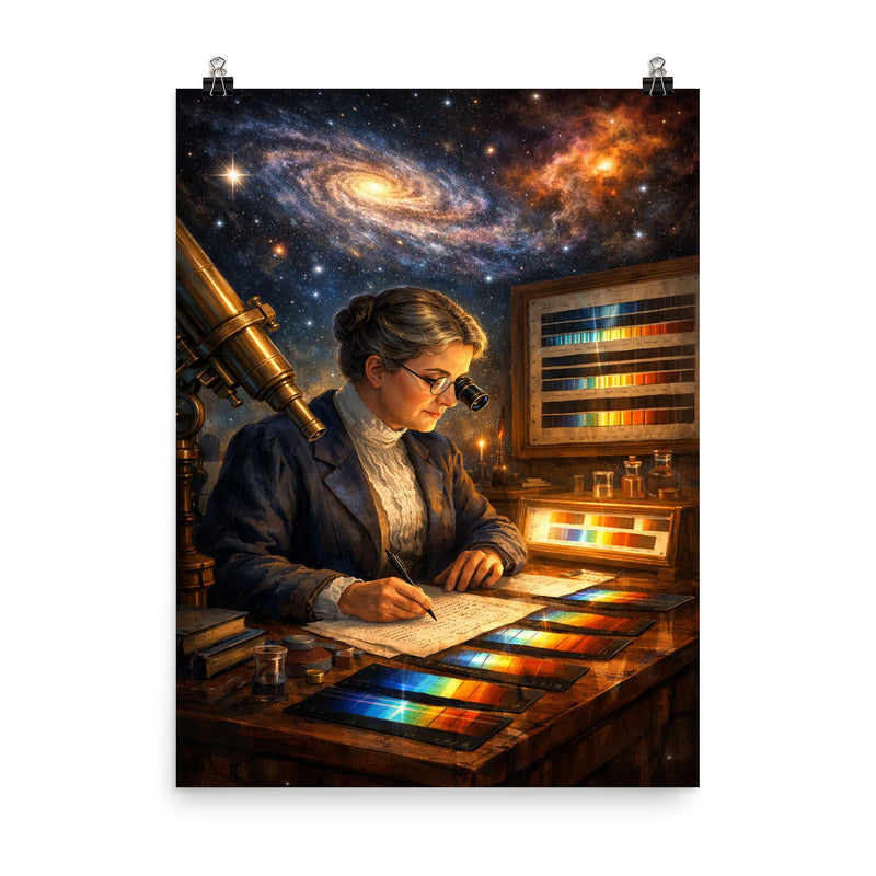 Annie Jump Cannon classifying stellar spectra poster on a plain backdrop in size 8