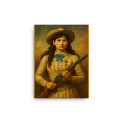 Annie Oakley canvas print on a plain backdrop in size 12"x16".