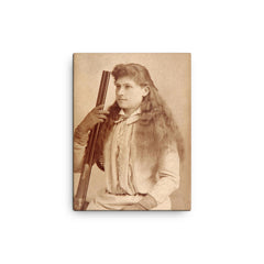 Annie Oakley canvas print on a plain backdrop in size 12"x16".