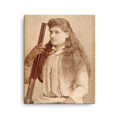 Annie Oakley canvas print on a plain backdrop in size 16"x20".