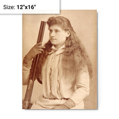 Annie Oakley metal print on a plain backdrop in size 12"x16".