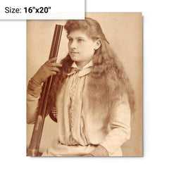 Annie Oakley metal print on a plain backdrop in size 16"x20".