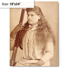 Annie Oakley metal print on a plain backdrop in size 18"x24".