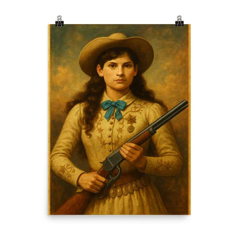 Annie Oakley poster on a plain backdrop in size 8