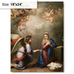 Annunciation by Bartolome Esteban Murillo metal print on a plain backdrop in size 18"x24".