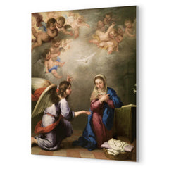 Annunciation by Bartolome Esteban Murillo metal print mockup