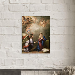 Annunciation by Bartolome Esteban Murillo metal print mockup
