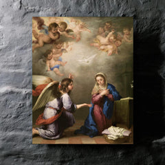 Annunciation by Bartolome Esteban Murillo metal print mockup