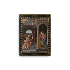 Annunciation by Sister Plautilla Nelli, 1524-1588 canvas print on a plain backdrop in size 12"x16".