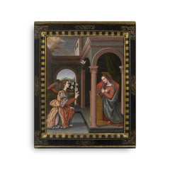 Annunciation by Sister Plautilla Nelli, 1524-1588 canvas print on a plain backdrop in size 16"x20".