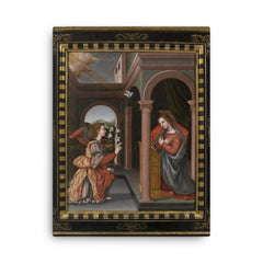 Annunciation by Sister Plautilla Nelli, 1524-1588 canvas print on a plain backdrop in size 18"x24".