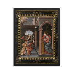 Annunciation by Sister Plautilla Nelli, 1524-1588 framed print on a plain backdrop in size 16"x20".