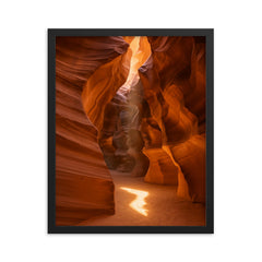 Antelope Canyon Arizona framed print on a plain backdrop in size 16"x20".