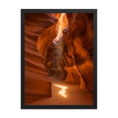 Antelope Canyon Arizona framed print on a plain backdrop in size 18"x24".