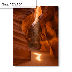 Antelope Canyon Arizona metal print on a plain backdrop in size 12"x16".