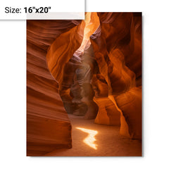 Antelope Canyon Arizona metal print on a plain backdrop in size 16"x20".