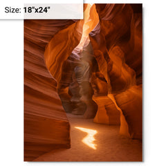 Antelope Canyon Arizona metal print on a plain backdrop in size 18"x24".