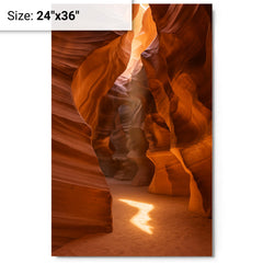 Antelope Canyon Arizona metal print on a plain backdrop in size 24"x36".