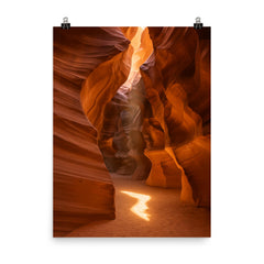 Antelope Canyon Arizona poster on a plain backdrop in size 8"x10".