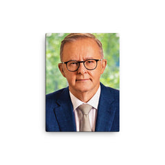 Anthony Albanese canvas print on a plain backdrop in size 12"x16".