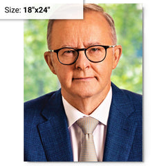 Anthony Albanese metal print on a plain backdrop in size 18"x24".