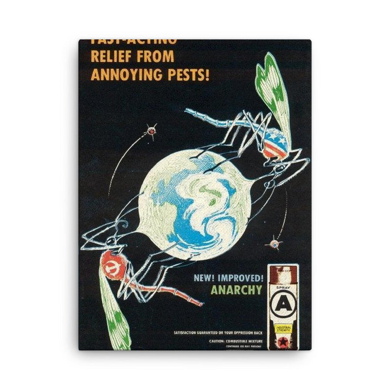 Anti-US Anti-USSR Anarchist Poster, 1981 canvas print on a plain backdrop in size 18