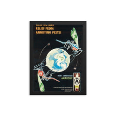 Anti-US Anti-USSR Anarchist Poster, 1981 framed print on a plain backdrop in size 12"x16".