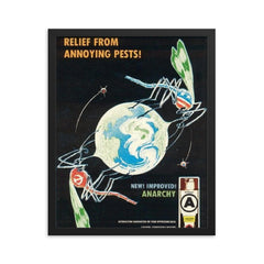 Anti-US Anti-USSR Anarchist Poster, 1981 framed print on a plain backdrop in size 16"x20".