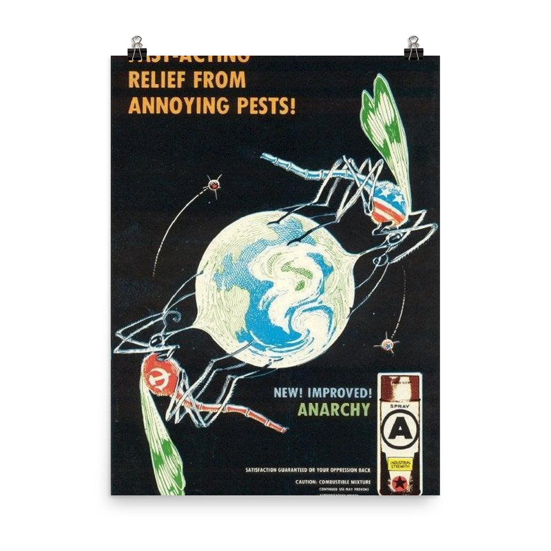 Anti-US Anti-USSR Anarchist Poster, 1981 poster on a plain backdrop in size 8