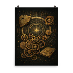 Antikythera mechanism exploded celestial diagram poster on a plain backdrop in size 8"x10".