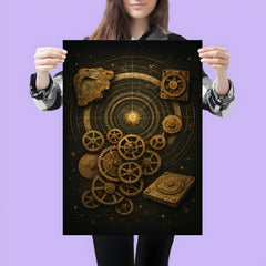 Antikythera mechanism exploded celestial diagram poster 3