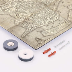 Antique Venice 1729 Map metal print mockup