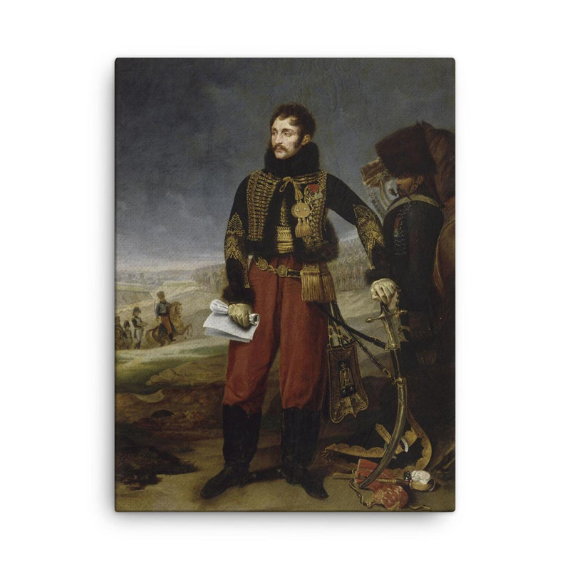 Antoine Charles Louis de Lasalle canvas print on a plain backdrop in size 18