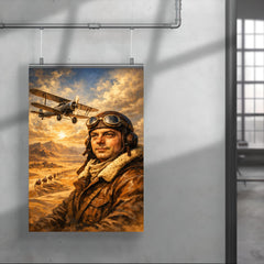 Antoine de Saint Exupery over desert mail route poster 4
