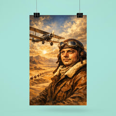 Antoine de Saint Exupery over desert mail route poster 6
