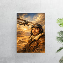 Antoine de Saint Exupery over desert mail route poster 7
