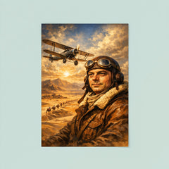Antoine de Saint Exupery over desert mail route poster 8