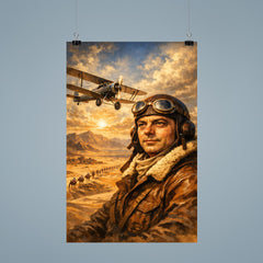 Antoine de Saint Exupery over desert mail route poster 9