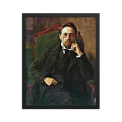 Anton Chekhov framed print on a plain backdrop in size 16"x20".