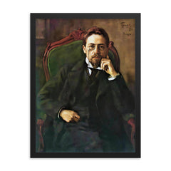 Anton Chekhov framed print on a plain backdrop in size 18"x24".