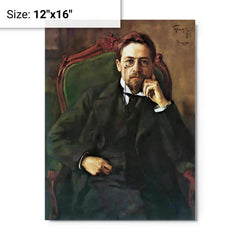 Anton Chekhov metal print on a plain backdrop in size 12"x16".