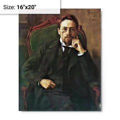 Anton Chekhov metal print on a plain backdrop in size 16"x20".