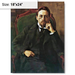 Anton Chekhov metal print on a plain backdrop in size 18"x24".
