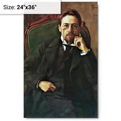 Anton Chekhov metal print on a plain backdrop in size 24"x36".
