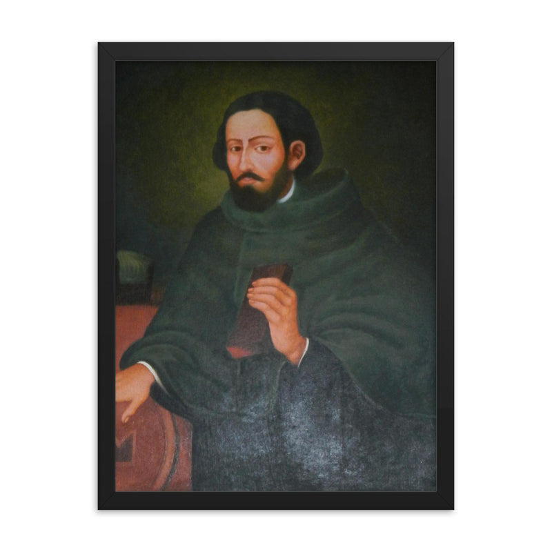 Antonio de Morga framed print on a plain backdrop in size 18