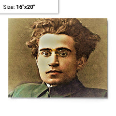 Antonio Gramsci metal print on a plain backdrop in size 16"x20".